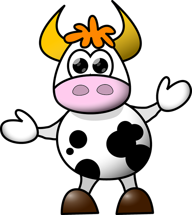 Cow, Cartoon, Funny, Cute, Dancing, Isolated - Funny Animated, Transparent background PNG HD thumbnail