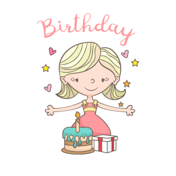 Birthday Card With Cute Girl, Birthday, Girl, Cute Png And Vector - Happy Birthday Girl, Transparent background PNG HD thumbnail