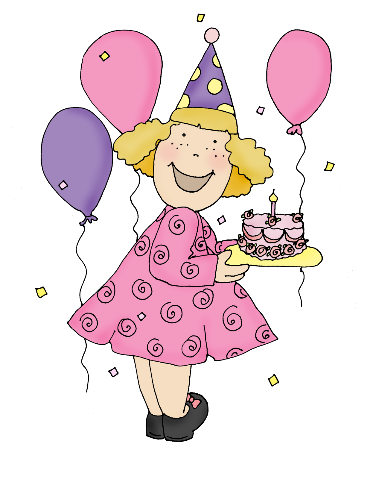 Free Dearie Dolls Digi Stamps: Birthday Girl - Happy Birthday Girl, Transparent background PNG HD thumbnail