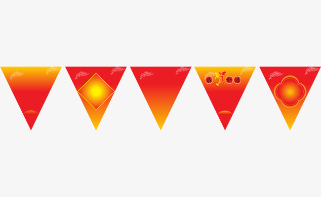 Vector painted red pennant, V