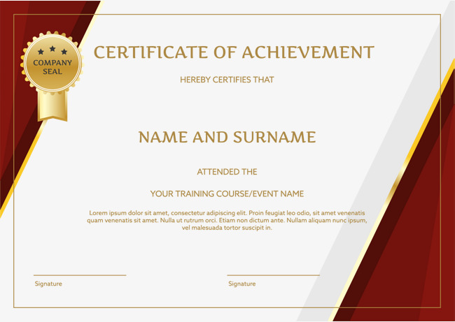 Red Border English Certificate, Certificate Template, Training Certificate, English Certificate Png And Vector - Certificates, Transparent background PNG HD thumbnail