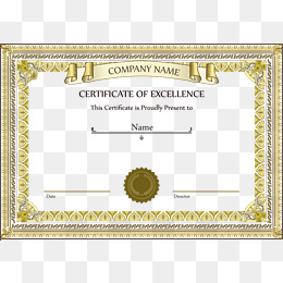 Vector Certificate Gold Frame, Certificate, Ribbon, Vector Certificate Png And Vector - Certificates, Transparent background PNG HD thumbnail