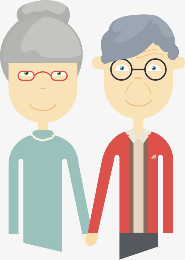 Elderly couple, Family, Carto