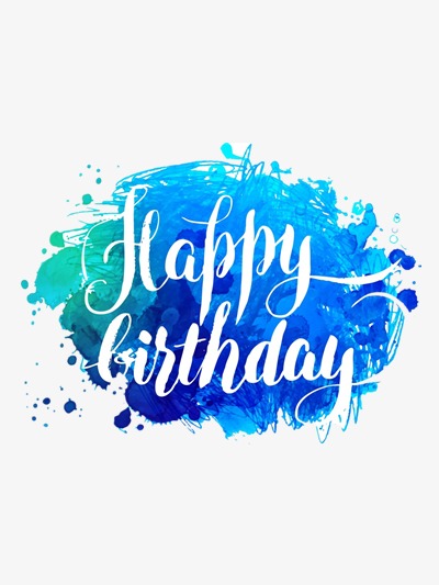 Happy Birthday, Blue Tone, Blue Ink, Blue Watercolor Png Image And Clipart - Feliz Cumpleanos, Transparent background PNG HD thumbnail