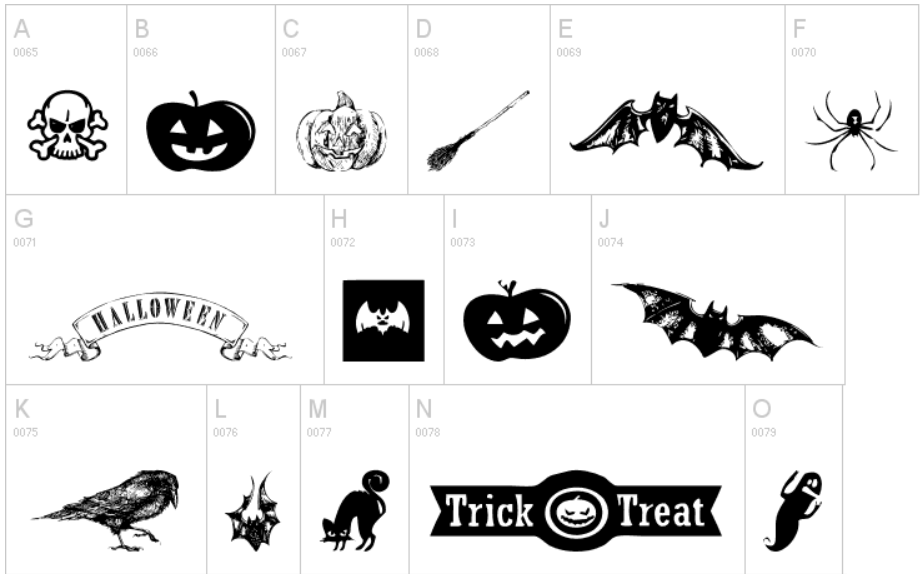 This Set Of Free Halloween Icon Font Has Simple Black Character Icons, So They Will Be A Great Idea For Design Logos, Banners Or Decorating Your Site. - Fonts, Transparent background PNG HD thumbnail