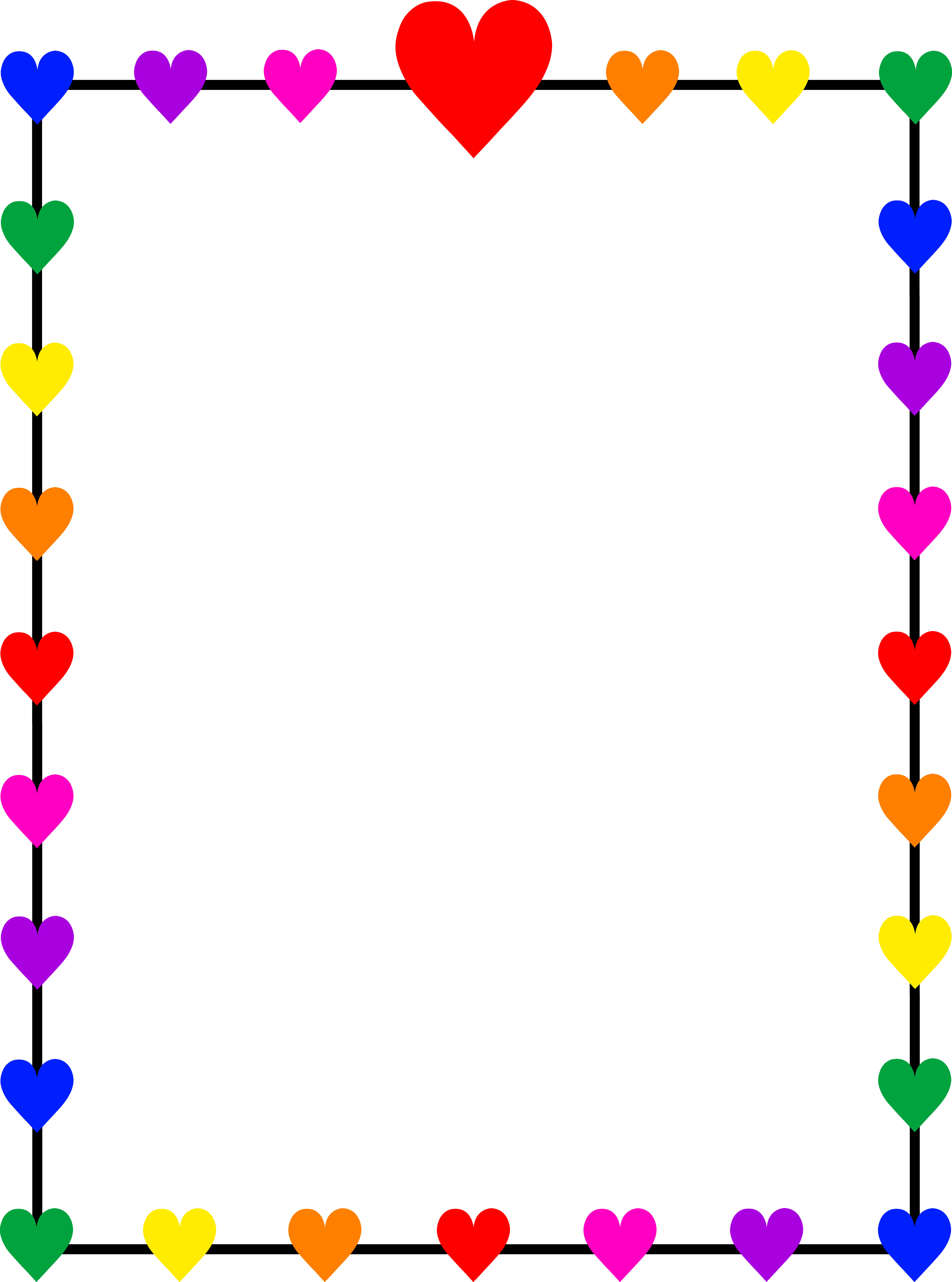 Free Png Frames And Page Borders - Borders And Frames Clip Art | Rainbow Hearts Border Frame   Free Clip Art, Transparent background PNG HD thumbnail