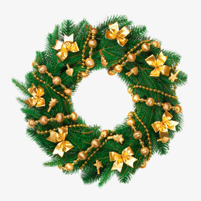 Hd Christmas Wreath, Golden, Bow, Christmas Tree Free Png Image - Christmas Wreath, Transparent background PNG HD thumbnail