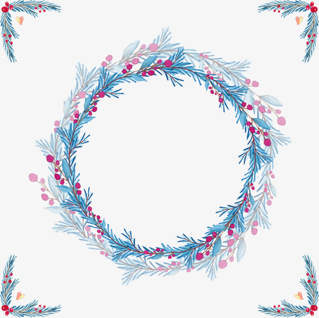 Vector Watercolor Wreath, Blue, Round, Vector Free Png And Vector - Christmas Wreath, Transparent background PNG HD thumbnail