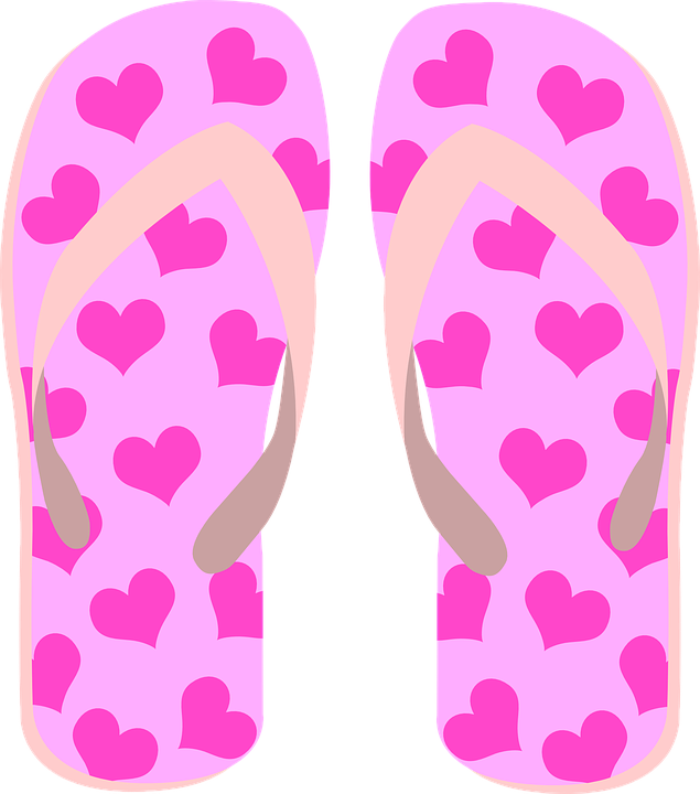 Flip Flops, Slippers, Beach Shoes, Heart, Pink, Summer - Flip Flops, Transparent background PNG HD thumbnail