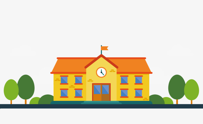 Cartoon Orange School Vector, Vector Diagram, Orange House, Tree Png And Vector - For School Use, Transparent background PNG HD thumbnail