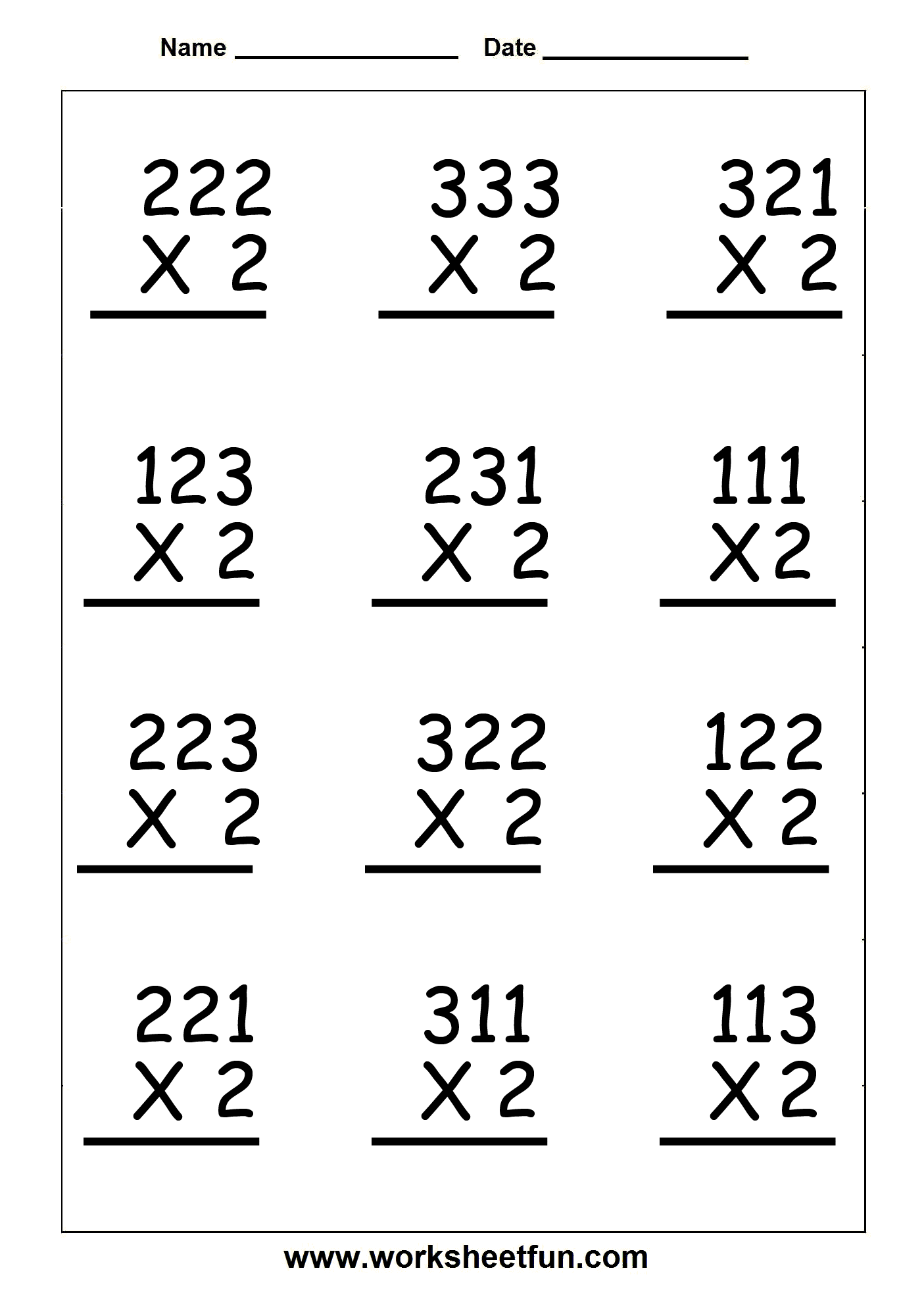 Printable Multiplication Work