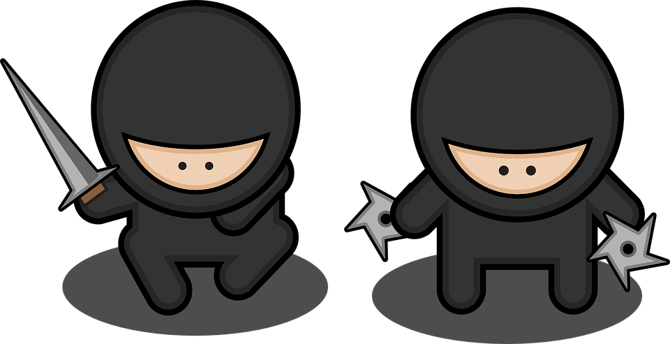Black, Ninja, Swords, Masks, Cartoon, Two - Ninja, Transparent background PNG HD thumbnail