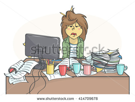Exhausted, Overworked Business Woman Or A Clerk Sitting At Messy Office Table, All In - Overworked Employees, Transparent background PNG HD thumbnail