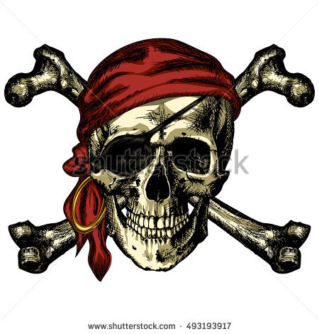 Pirate Skull And Crossbones Bandana And An Earring On A Blank Background - Pirate Skull, Transparent background PNG HD thumbnail