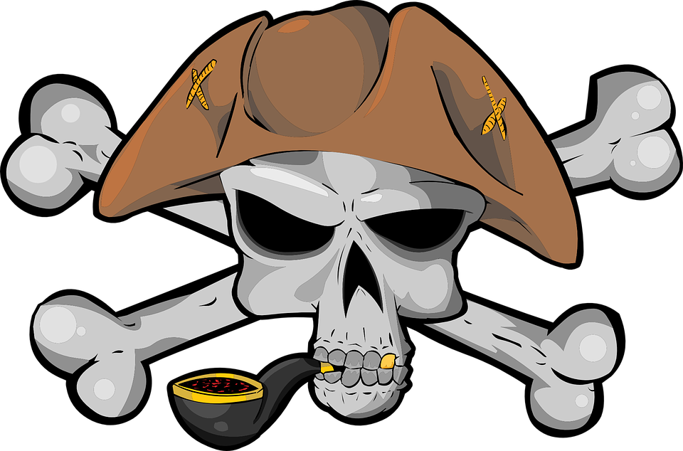 Pirate Skull Bone Hat Tobacco Tube Jolly Roger - Pirate Skull, Transparent background PNG HD thumbnail