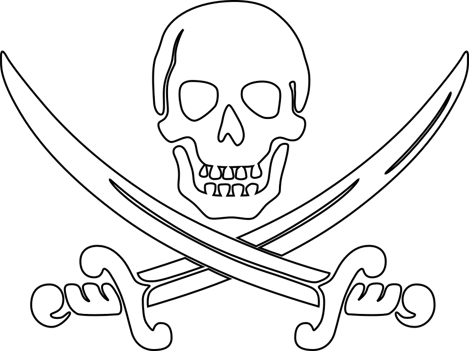 Pirate, Skull, Outline, Sword, Swords, Deathu0027S Head - Pirate Skull, Transparent background PNG HD thumbnail