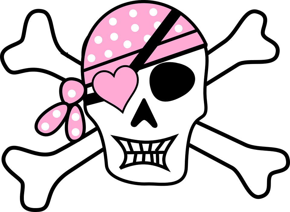 Pirate, Skull, Skull And Crossbones, Eye Patch, Pink - Pirate Skull, Transparent background PNG HD thumbnail