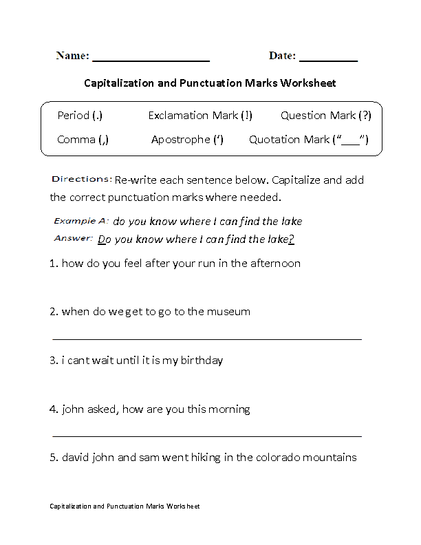 Capitalization Punctuation Marks Worksheet - Punctuation Marks, Transparent background PNG HD thumbnail
