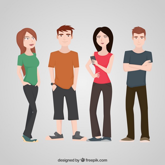Teenagers Character Flat Set - Teenagers, Transparent background PNG HD thumbnail