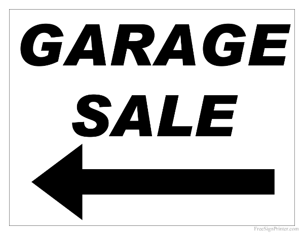 Free Png Yard Sale Sign - Garage Sale Sign With Left Arrow, Transparent background PNG HD thumbnail