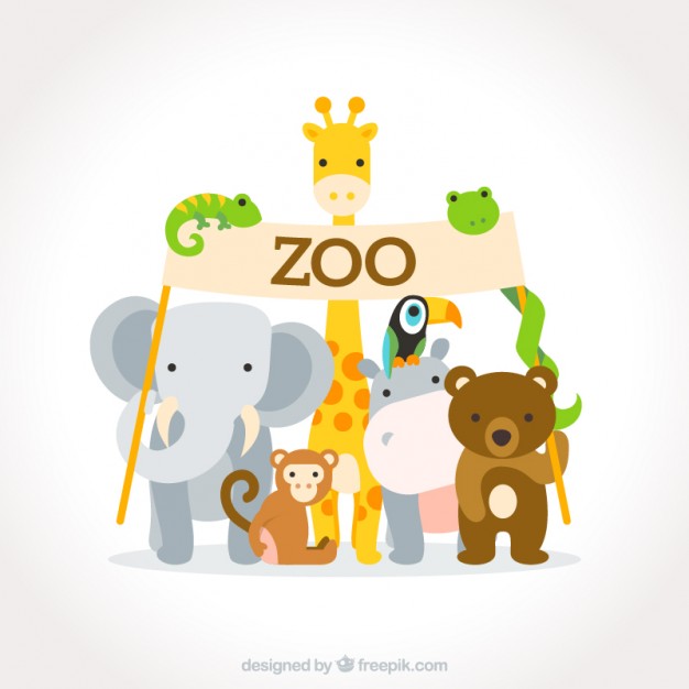 Lovely Flat Wild Animals With A Zoo Sign - Zoo Animals, Transparent background PNG HD thumbnail