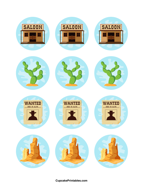 Western Cupcake Toppers. Use The Circles For Cupcakes, Party Favor Tags, And More. Free Printable Pdf Download At Http://cupcakeprintables Pluspng.com/toppu2026 - Western Holiday, Transparent background PNG HD thumbnail