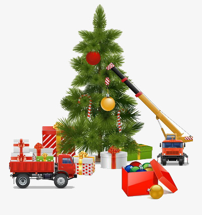 Free Western Holiday Png - Western Holiday Decoration Christmas Tree, Truck, Red, Gift Png Image And Clipart, Transparent background PNG HD thumbnail