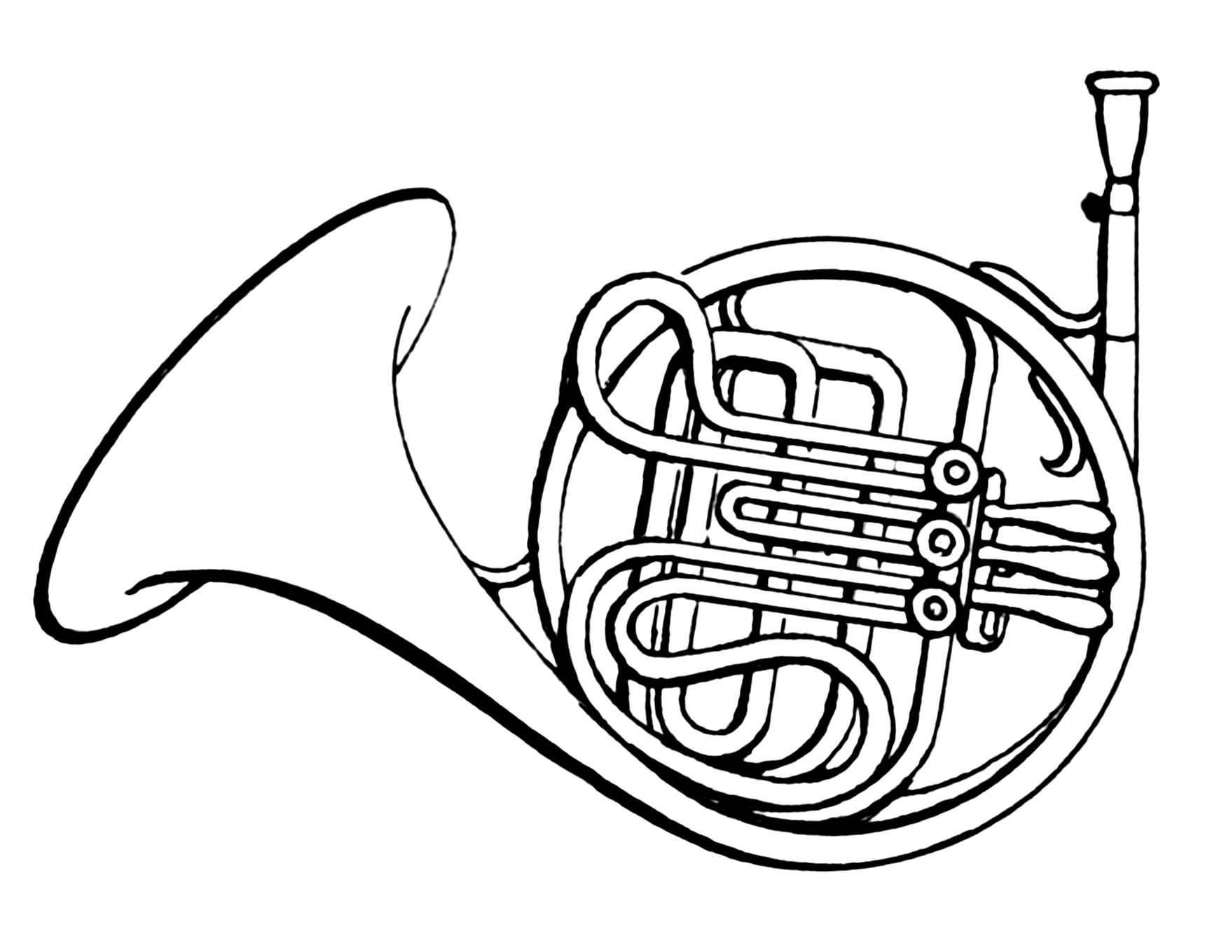 French Horn PNG Black And White - File:French Horn (PSF)