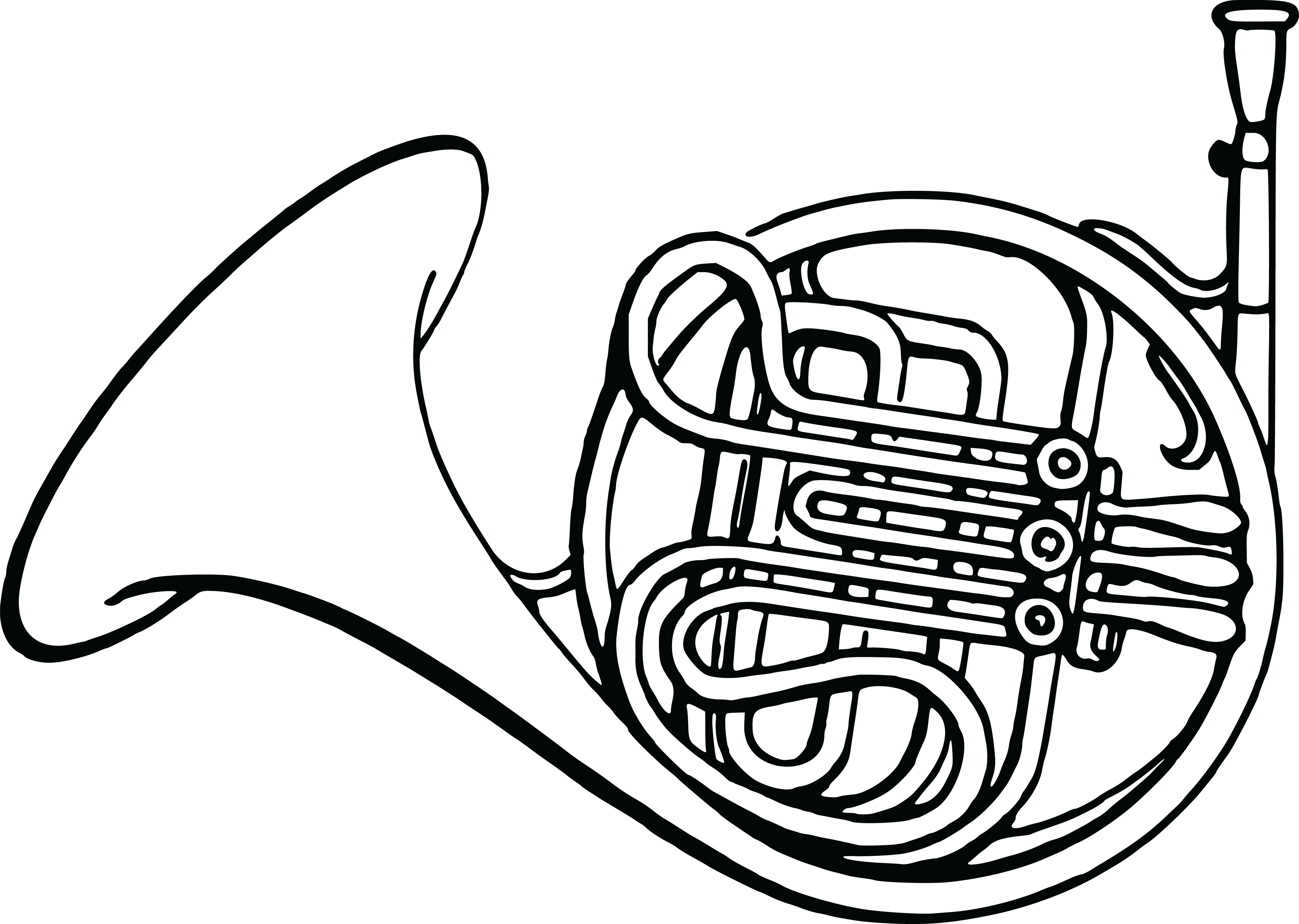 French Horn PNG Black And White -  Clipart  A Fren