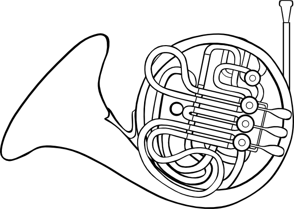 French Horn 2 Clip Art At Clker Pluspng.com   Vector Clip Art Online, Royalty Free U0026 Public Domain - French Horn Black And White, Transparent background PNG HD thumbnail