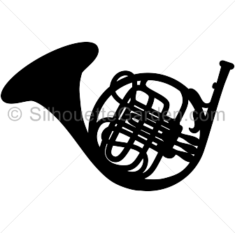 French Horn Silhouette - French Horn Black And White, Transparent background PNG HD thumbnail