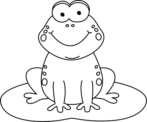 Black And White Cartoon Frog On A Lily Pad Clip Art   Black And - Frog On Lily Pad, Transparent background PNG HD thumbnail