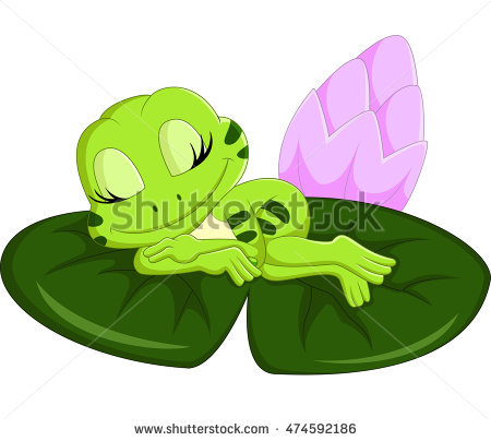 Cute Frog Sleeping Cartoon - Frog On Lily Pad, Transparent background PNG HD thumbnail