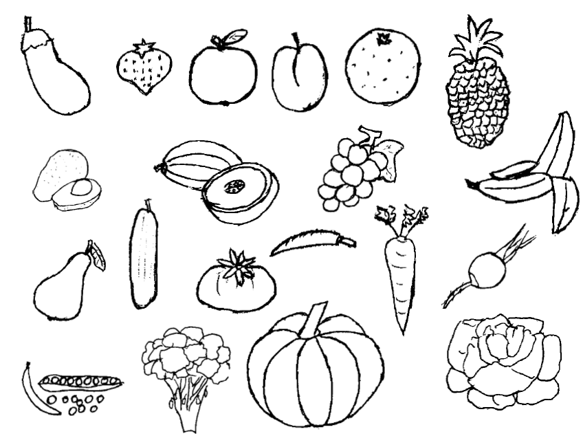 Fruit And Veg PNG Black And White - . PlusFruit An