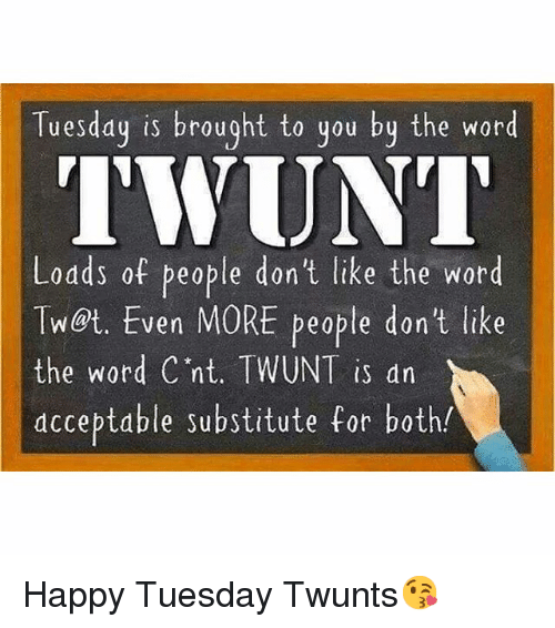 Funny, Happy, And Word: Tuesday Is Brought To You By The Word Twunt - Funny Tuesday, Transparent background PNG HD thumbnail