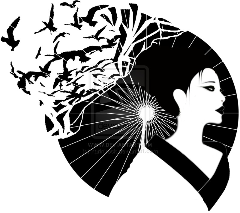 Geisha_Girl_With_Shattering_Umbrella_By_Karinjrock D4Yi846.png (800×712) · Geishas - Geisha, Transparent background PNG HD thumbnail