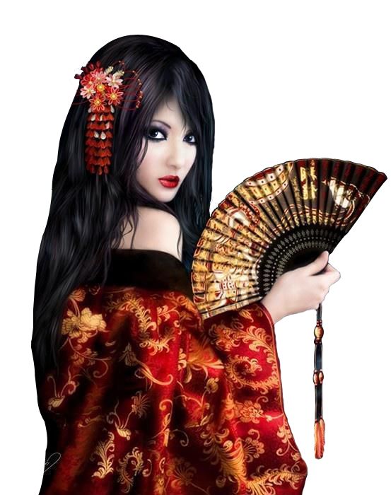 Japanese Geisha, Beautiful Gif, Fantastic Art, 2D Art, Art Images, Asian Art, Tattoo Art, Digital Art, Gifs - Geisha, Transparent background PNG HD thumbnail