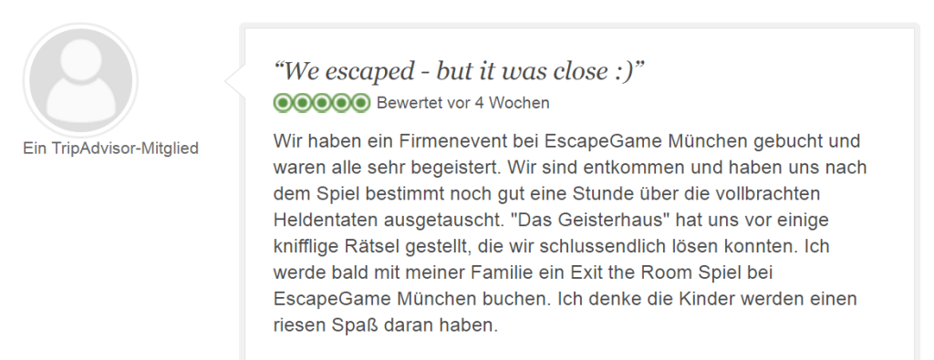 Tripadvisor Bewertung Escape Game Geisterhaus: Gerade So Entkommen - Geisterhaus, Transparent background PNG HD thumbnail