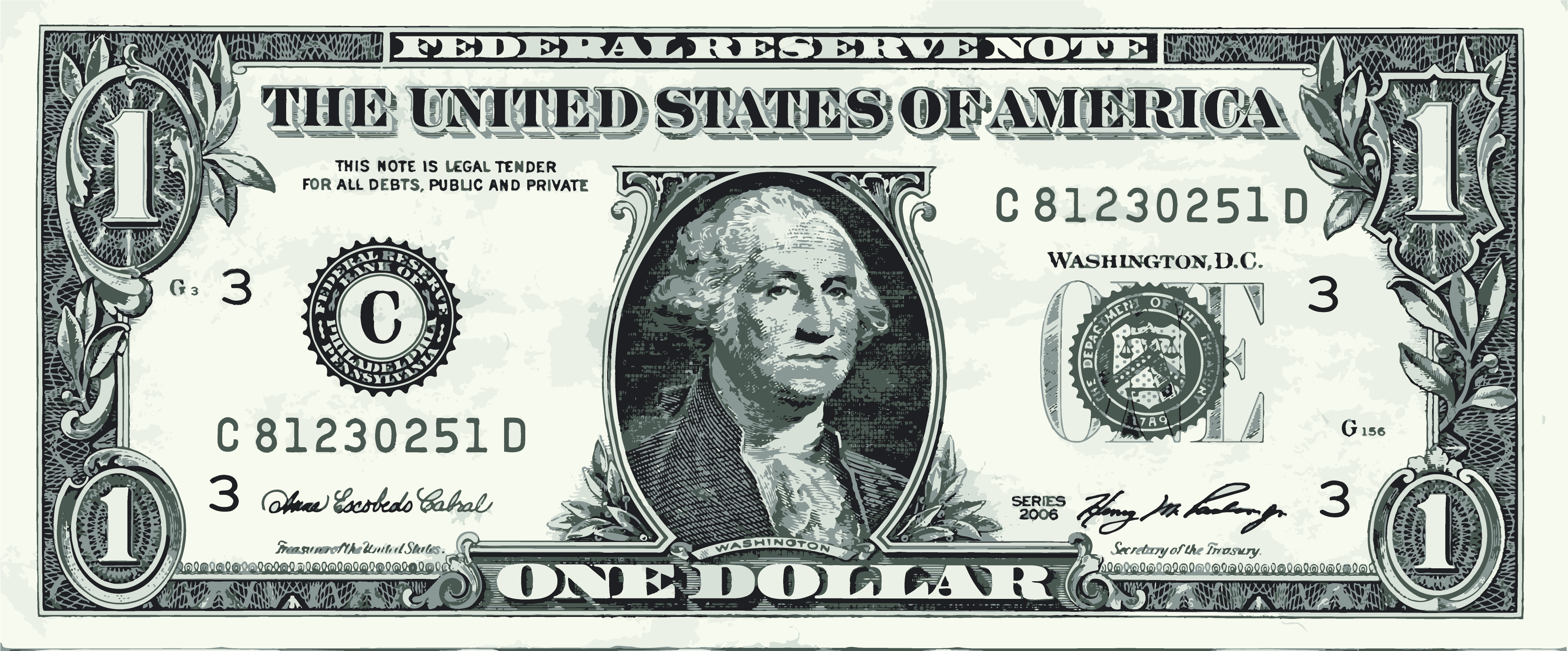 George Washington One Dollar Bill Vector Graphic Art   - George Washington, Transparent background PNG HD thumbnail