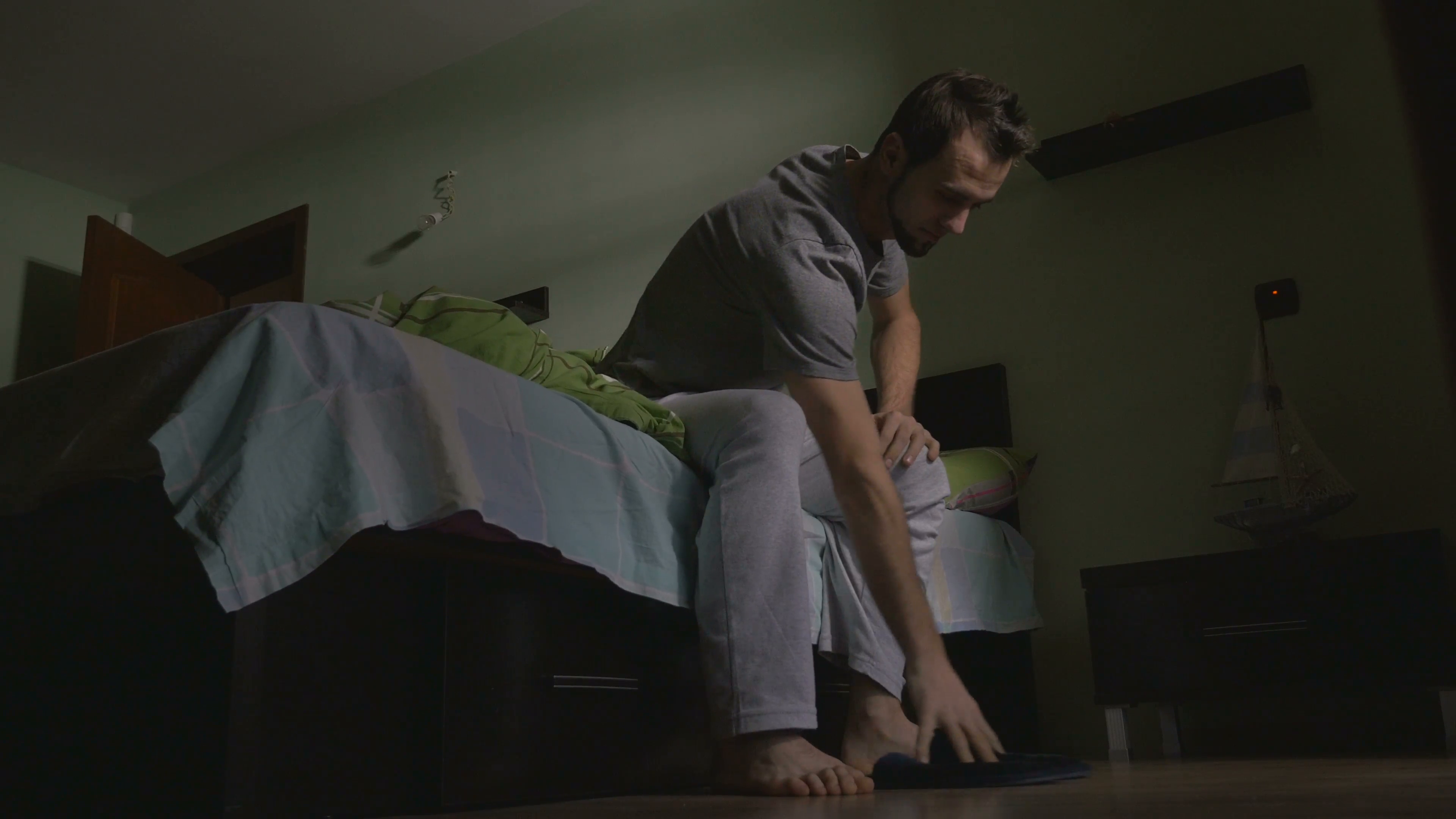 Young Handsome Man Waking Up Getting Out Of Bed And Putting On Slippers Stock Video Footage   Videoblocks - Get Out Of Bed, Transparent background PNG HD thumbnail