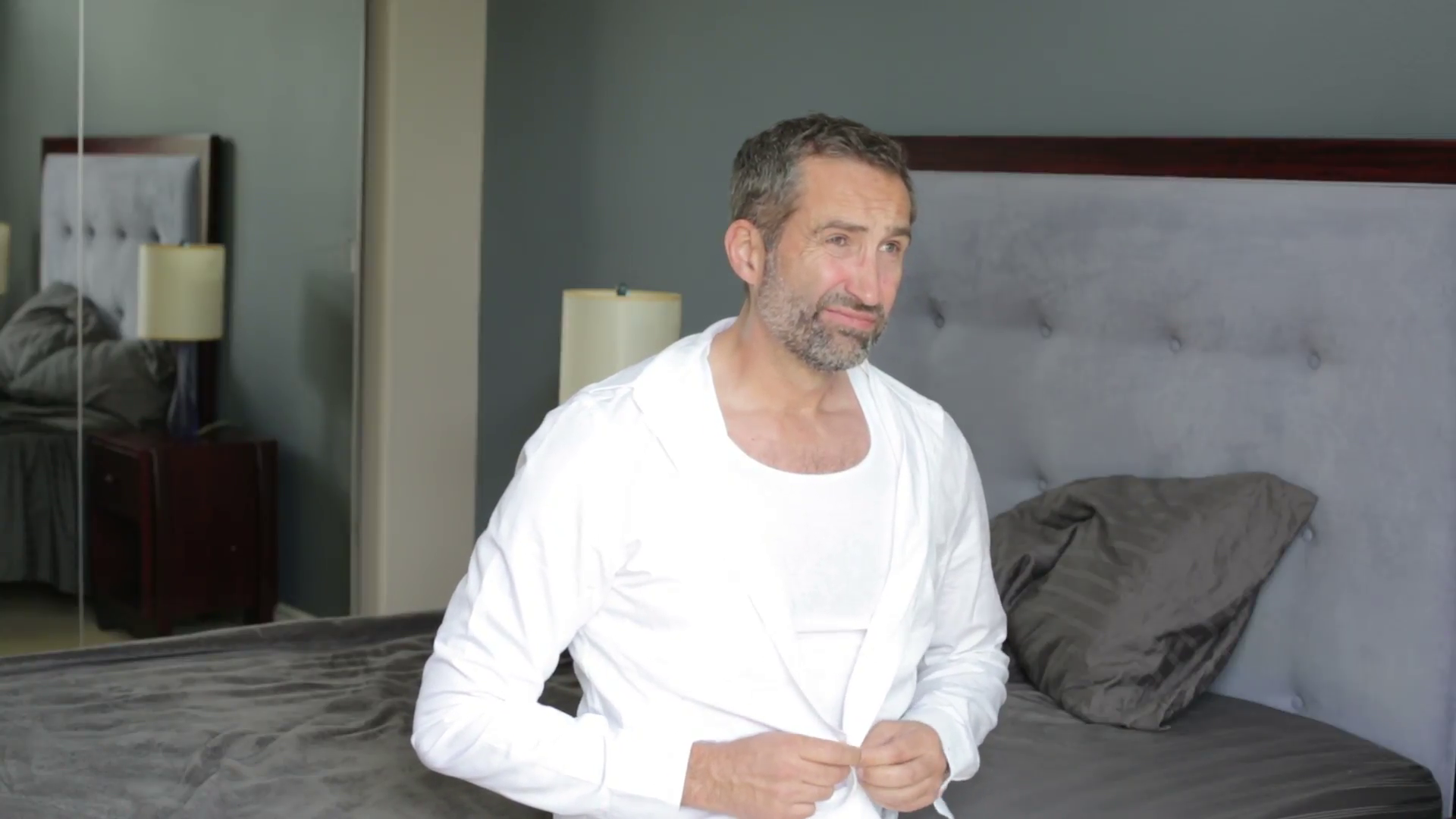 Businessman Getting Dressed Sitting On Bed Stock Video Footage   Videoblocks - Getting Dressed, Transparent background PNG HD thumbnail