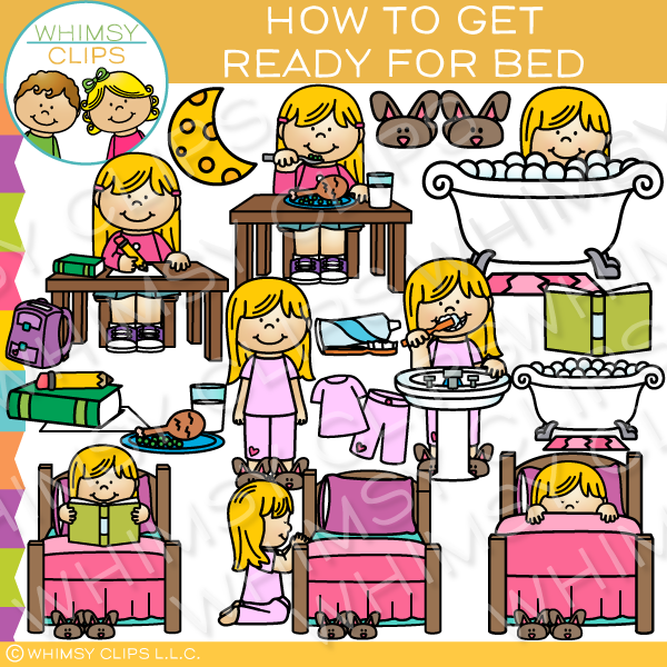 Getting ready for bed clipart