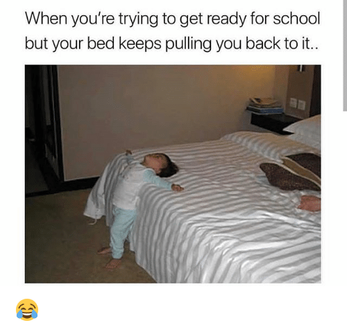 When Youu0027Re Trying To Get Ready For School But Your Bed Keeps Pulling You Back To It ???? | Funny Meme On Me.me - Getting Ready For Bed, Transparent background PNG HD thumbnail