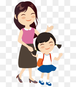 Mom And Daughter, People Illustration, Character, Cartoon Characters Png Image And Clipart - Girl And Mom, Transparent background PNG HD thumbnail