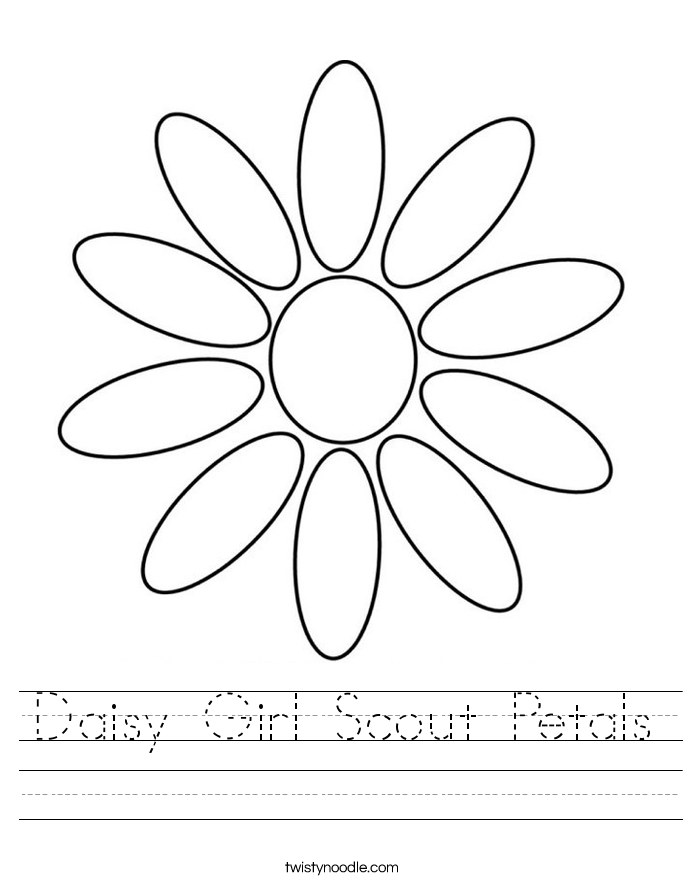 Daisy Girl Scout Petals Worksheet. - Girl Scout Daisy, Transparent background PNG HD thumbnail