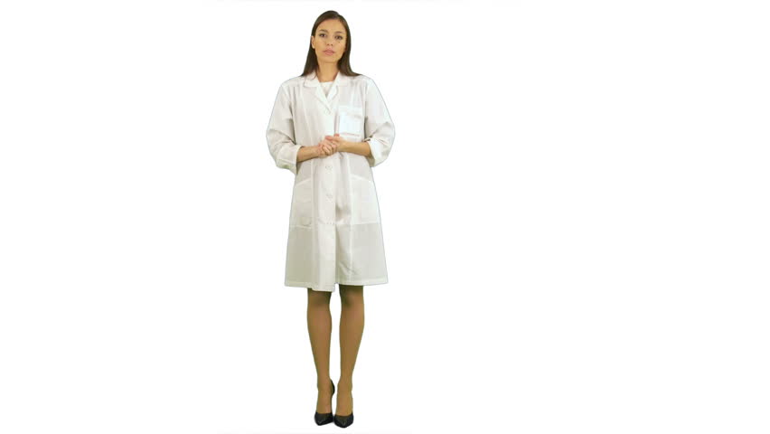 Serious Young Woman In Lab Uniform Talking To The Camera On White Background   4K Stock - Girl Serious, Transparent background PNG HD thumbnail