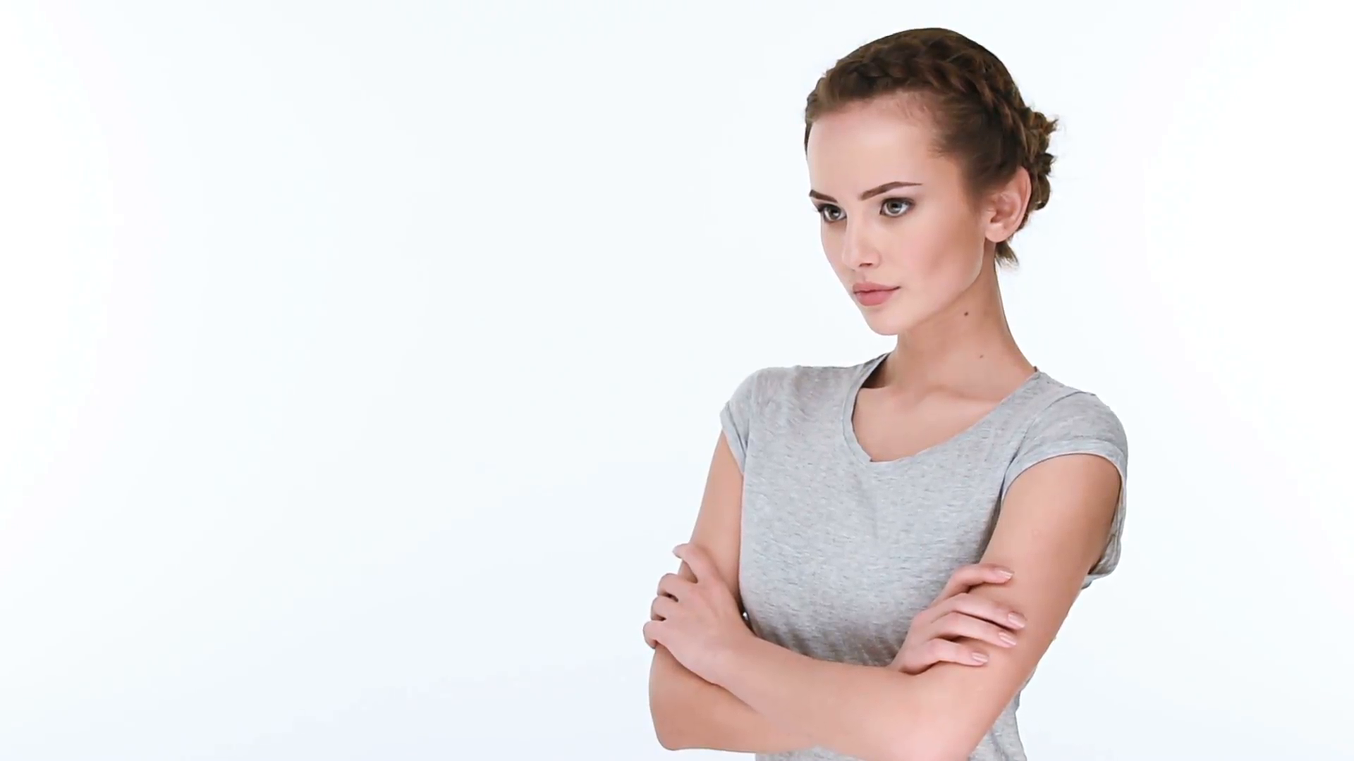 Upset Serious Woman With Crossed Arms Posing At Camera On White Background Stock Video Footage   Videoblocks - Girl Serious, Transparent background PNG HD thumbnail