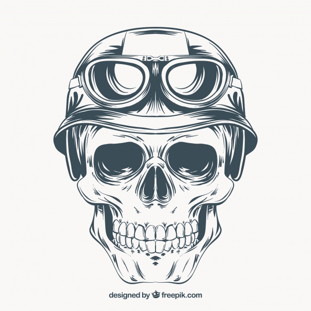 Hand Drawn Skull With Helmet And Glasses - Girl Skull, Transparent background PNG HD thumbnail