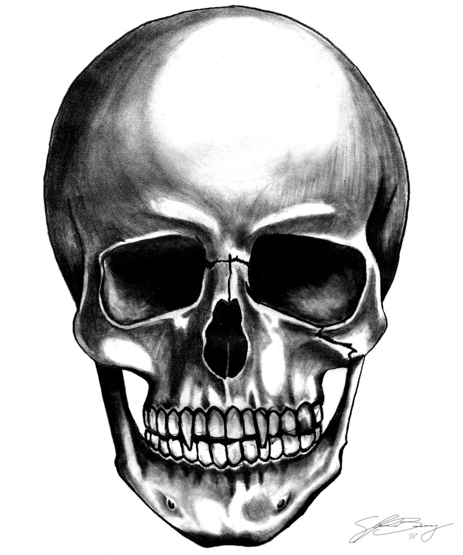 Hand drawn skull with helmet 