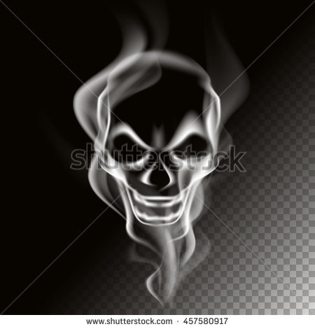 Human skull made of smoke. Me